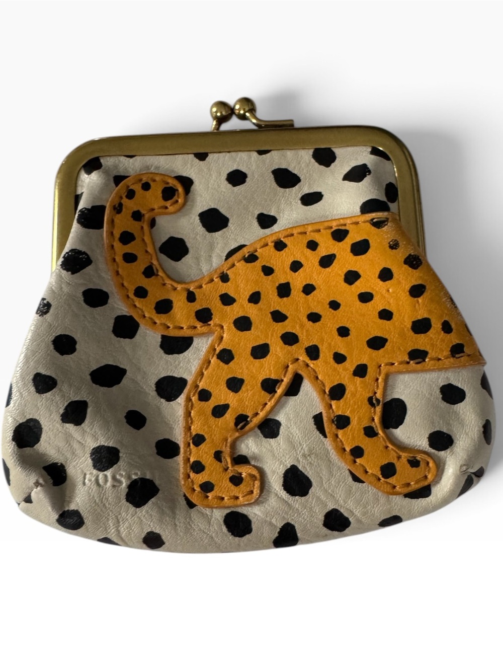 vintage Fossil leather kiss-lock coin purse